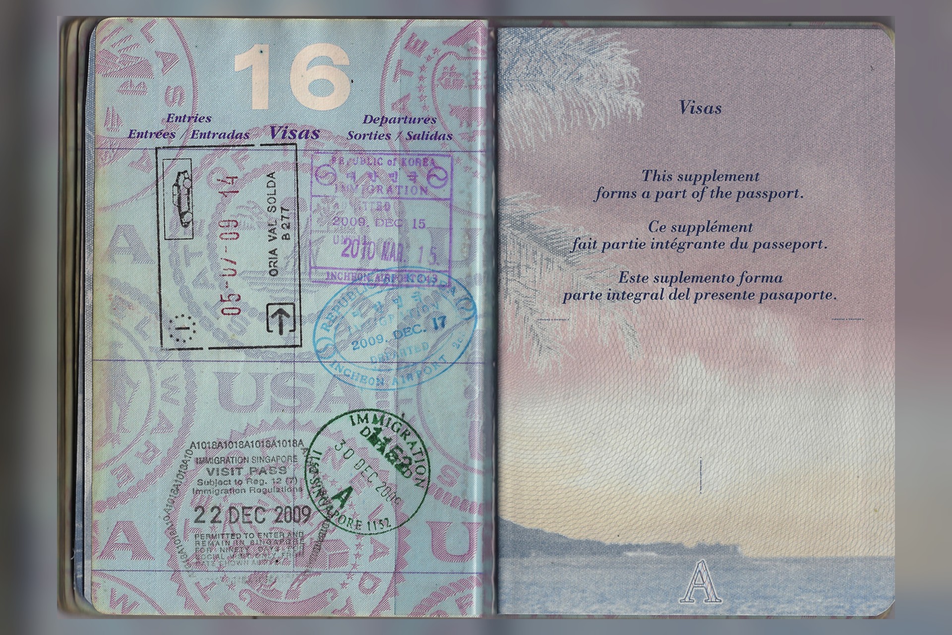Republic of Korea immigration stamps in a passport — visa and document services